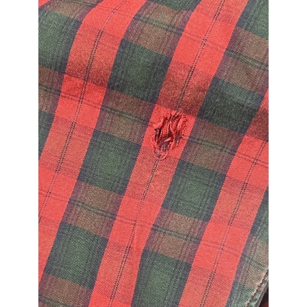 Vintage 90s Polo Ralph Lauren Button Down Shirt Red Green Size M Blaire Gold Dot